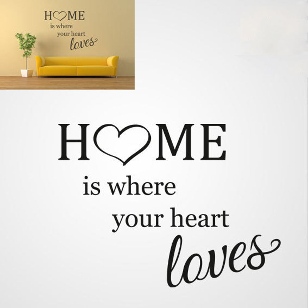 ,,HOME IS WHERE YOUR HEART LOVES'' QUOTE Big & Small Sizes Colour Wall Sticker Modern Style 'Q44'