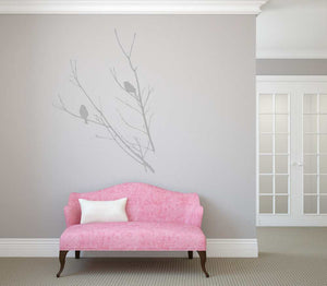 BIRDS ON THE TREE BRANCH Big & Small Sizes Colour Wall Sticker Shabby Chic Romantic Style 'Tree6'