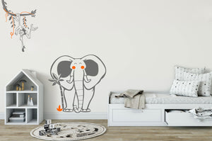 HAPPY ELEPHANT WITH PALM KIDS ROOM Sizes Reusable Stencil Animal Modern Style 'Elephant'