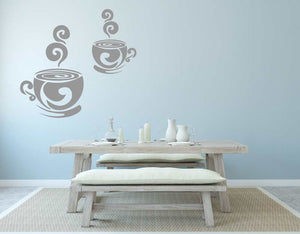 2 CUPS OF FRESH COFFEE Sizes Reusable Stencil Modern Style 'Cafe4'