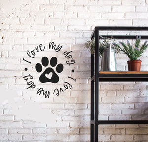 I Love My Dog Set Poodle Boxer Husky Dog Breed Big & Small Sizes Colour Wall Sticker Modern Animal Style 'Q101'