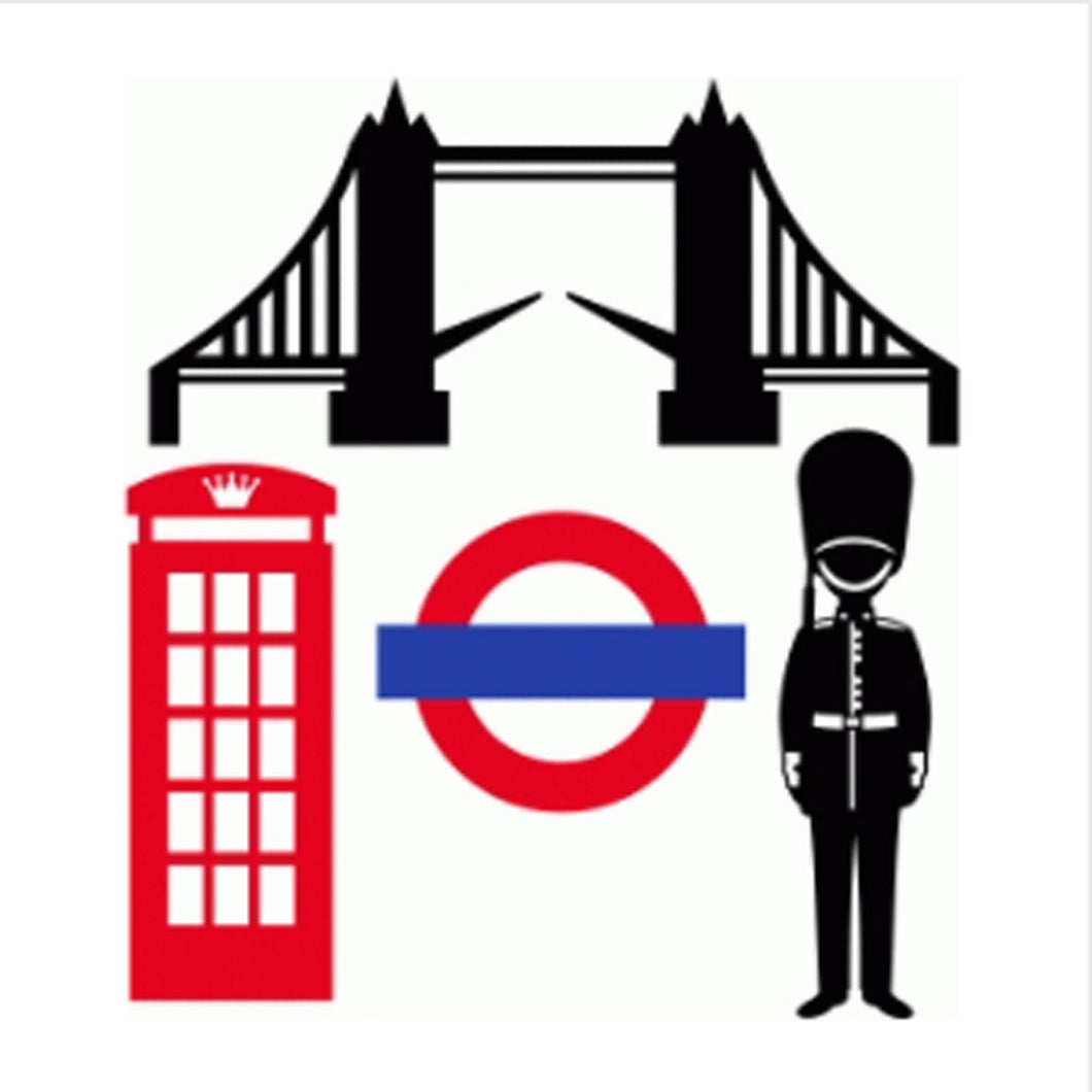 London Set Big Ben Guard Tower Bridge Telephone Box England Big & Small Sizes Colour Wall Sticker Craft Wall Decor Style Art 'Tourist3'