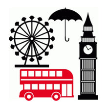 London Set Big Ben London Eye Bus Umbrella United Kingdom Big & Small Sizes Colour Wall Sticker Craft Wall Decor Style Art 'Tourist4'