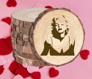 Rustic Wood Coasters Present Gift Engraved Valentine's Birthday Monroe Marilyn
