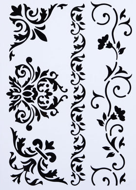 Set of Flowers Borders Big & Small Sizes Reusable Stencil Shabby Shic Romantic 'Deco5'