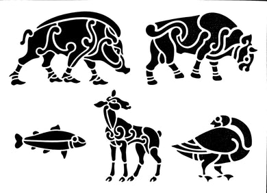 Set of Animals Bull Pig Duck Reusable Stencil Various Sizes Decor Shabby Chic / Animal5