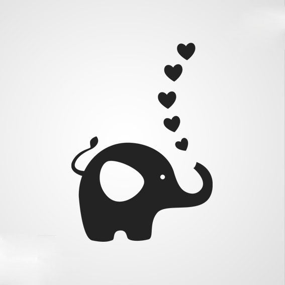 SMALL ELEPHANT & HEARTS KIDS ROOM Valentine's Sizes Reusable Stencil Animal Happy Modern 'Kids8'