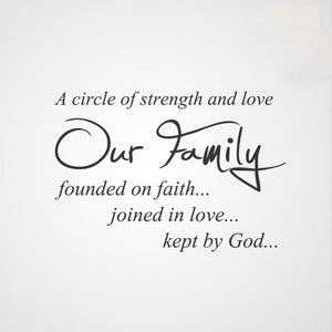 'CIRCLE OF STRENGTH AND LOVE OUR FAMILY..'QUOTE Sizes Reusable Stencil Modern 'Q48'