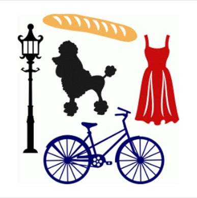 Paris Set Poodle Baguette Bike France Big & Small Sizes Colour Wall Sticker Art Craft 'Tourist1'