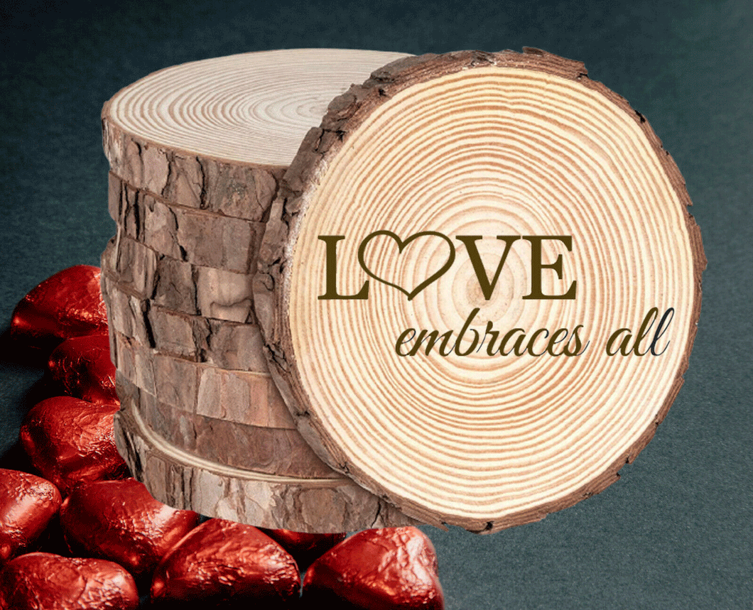 Rustic Wood Coasters Present Gift Engraved Valentine's Wedding Love Quote Q47