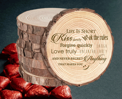 Rustic Wood Coasters Present Gift Engraved Valentine's Wedding Love Quote Q74