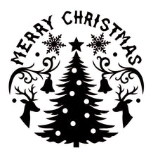 Merry Christmas Tree Reusable Stencil A5 A4 A3 Gift Holly Reindeer Tree 'Snow44'