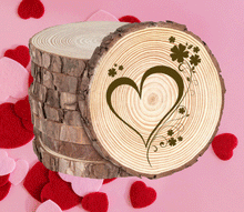 Rustic Wood Coasters Present Gift Engraved Valentine's Birthday Love Heart F46