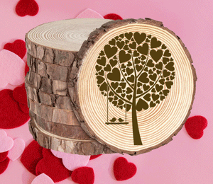 Rustic Wood Coasters Present Engraved Valentine's Birthday Mother Love Birds Tree Kid6