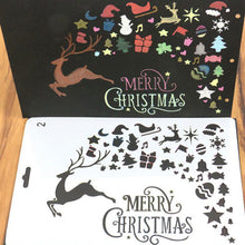 Merry Christmas Reindeer Presents/ Winter Cards Decoration Reusable Stencil Various Sizes / SNOW16
