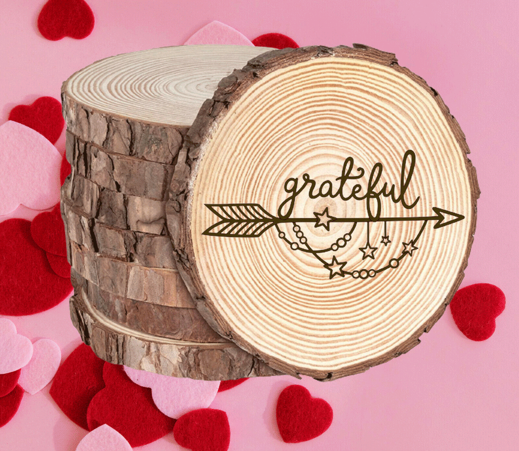 Rustic Wood Coasters Present Gift Engraved Valentine's Wedding Grateful Snow46