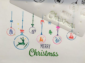 Merry Christmas Set of Baubles Reindeer Winter Cards Decoration Reusable Stencil Various Sizes / SNOW5