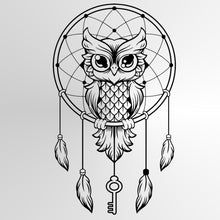 DREAM CATCHER OWL Big & Small Sizes Colour Wall Sticker Animal Bohemian Style 'GEO3'