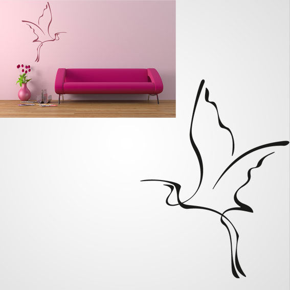 FLYING HERON ARTISTIC SKETCH Big & Small Sizes Colour Wall Sticker Animal Kids Room 'Kids145'