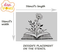 Open Book Flowers Reusable Stencil Sizes A5 A4 A3 & Larger Decor Openness Creativity Life Wisdom 'MG36'