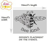 Bee Kind Quote Flowers Reusable Stencil Sizes A5 A4 A3 & Large Decor Blessing Creativity Sacred Manifestation 'Mg35'