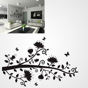 TREE BRANCH WITH FLOWERS AND BUTTERFLIES Big & Small Sizes Colour Wall Sticker Floral Style 'J12'