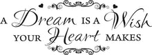 DREAM WISH HEART QUOTE Big & Small Sizes Colour Wall Sticker Modern Romantic Style 'N89'