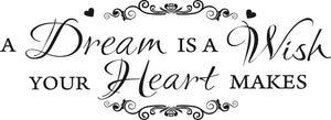 DREAM WISH HEART QUOTE Big & Small Sizes Colour Wall Sticker Modern Romantic Style 'N89'