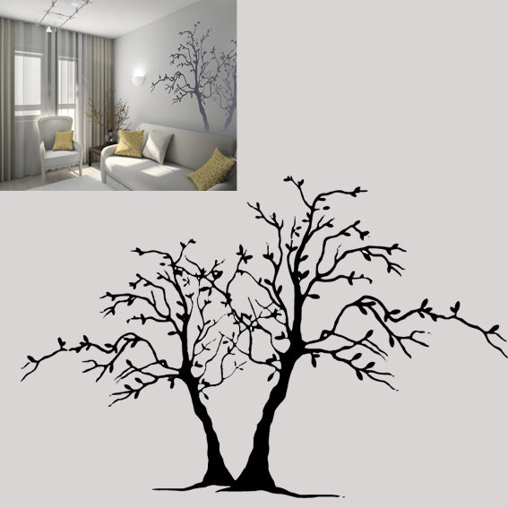 TWO TREES Big & Small Sizes Colour Wall Sticker Modern Floral Shabby Chic Style 'Tree3'