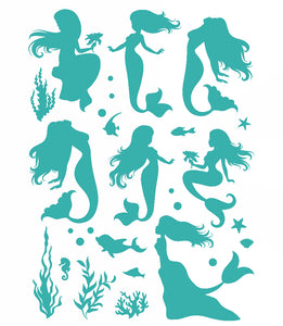 Set of Ocean Mermaids Mermaid Siren KIDS ROOM Big & Small Sizes Colour Wall Sticker 'Kids11'