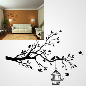 BIRDS IN CAGE ON THE TREE Sizes Reusable Stencil Shabby Chic Romantic Style 'Bird54'
