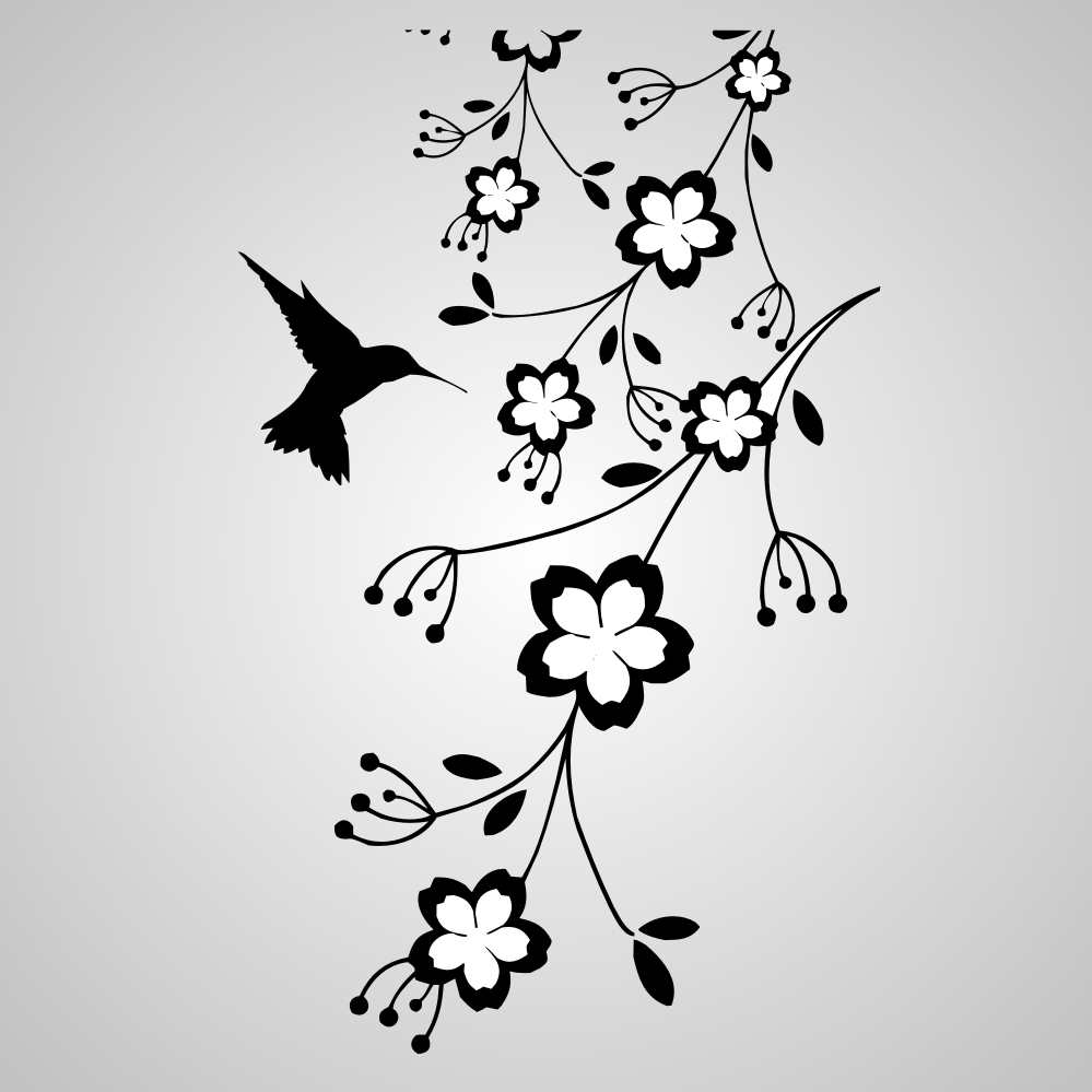 HUMMING-BIRD IN FLOWERS Sizes Reusable Stencil Shabby Chic Romantic Style 'Flora07'