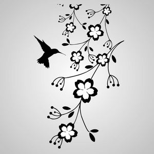 HUMMING-BIRD IN FOWERS Big & Small Sizes Colour Wall Sticker Shabby Chic Romantic Style 'Flora07'