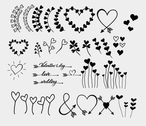 SET OF HEARTS BORDERS Sizes Reusable Stencil Shabby Chic Romantic Style Mother's Day Valentine's 'Deco21'