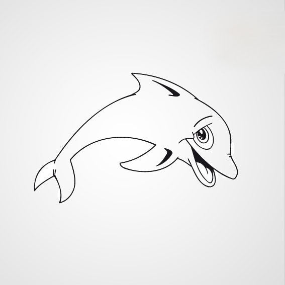 HAPPY DOLPHIN KIDS ROOM Big & Small Sizes Colour Wall Sticker Animal Modern Style 'Kids112'