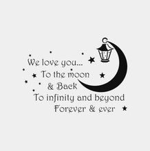 ,LOVE YOU TO THE MOON & BACK..' QUOTE Big & Small Colour Wall Sticker Modern Kids Room 'Kids104'
