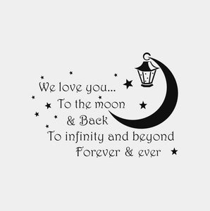 ,LOVE YOU TO THE MOON & BACK..' QUOTE Big & Small Colour Wall Sticker Modern Kids Room 'Kids104'