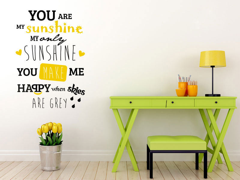 ,,YOU ARE MY SUNSHINE ...'' QUOTE Big & Small Sizes Colour Wall Sticker Modern Style 'Q5'